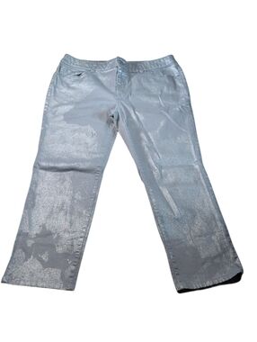 Chico's Platinum Denim Silver Metallic Jeans Size 1/8-10/Med